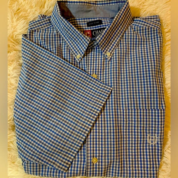 Chaps Other - CHAPS Men’s Short Sleeve Button Down Shirt White/Navy/Gray Size XL